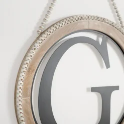 Kirkland's Home Whitewash Bead Trim Monogram G Plaque- Monogram Wall Decor