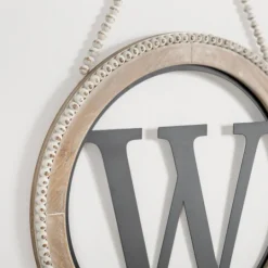 Kirkland's Home Whitewash Bead Trim Monogram W Plaque- Monogram Wall Decor