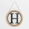 Kirkland's Home Whitewash Bead Trim Monogram H Plaque- Monogram Wall Decor
