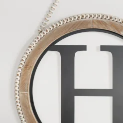 Kirkland's Home Whitewash Bead Trim Monogram H Plaque- Monogram Wall Decor