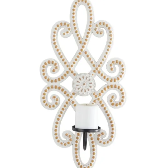 Kirkland's Home Whitewash Beaded Scroll Sconce- Sconces