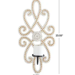 Kirkland's Home Whitewash Beaded Scroll Sconce- Sconces