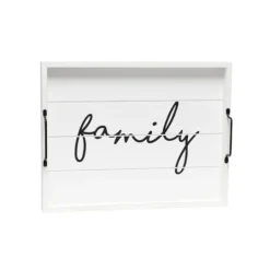 Kirkland's Home Whitewash Family Wooden Tray- Decorative Trays