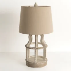 Kirkland's Home Whitewash Open Beaded Table Lamp- Table Lamps