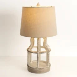 Kirkland's Home Whitewash Open Beaded Table Lamp- Table Lamps