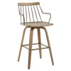 Kirkland's Home Whitewash Poplar Wood Swivel Counter Stool- Bar Stools & Counter Height Stools