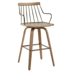 Kirkland's Home Whitewash Poplar Wood Swivel Counter Stool- Bar Stools & Counter Height Stools