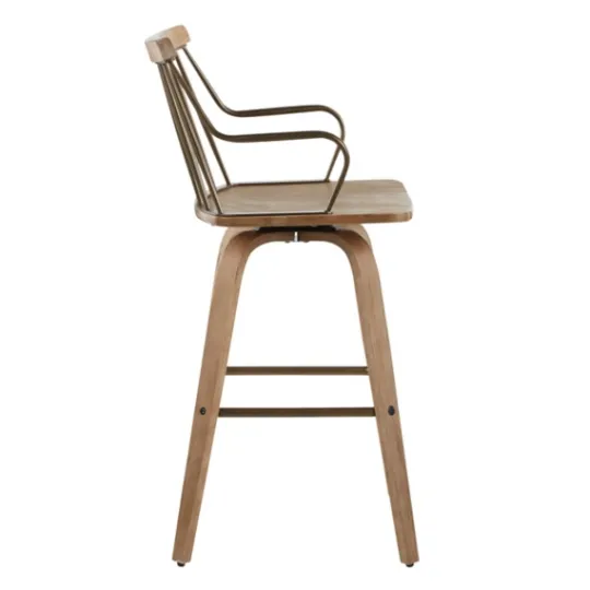 Kirkland's Home Whitewash Poplar Wood Swivel Counter Stool- Bar Stools & Counter Height Stools