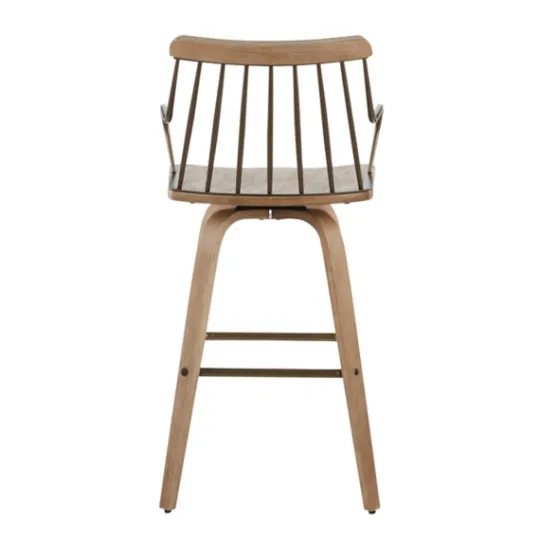 Kirkland's Home Whitewash Poplar Wood Swivel Counter Stool- Bar Stools & Counter Height Stools