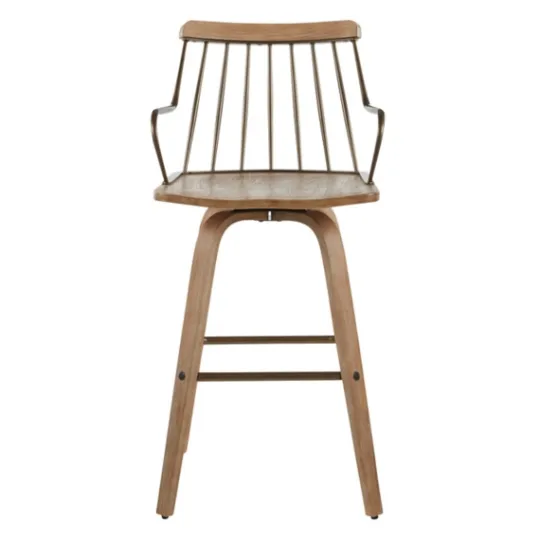 Kirkland's Home Whitewash Poplar Wood Swivel Counter Stool- Bar Stools & Counter Height Stools