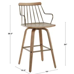 Kirkland's Home Whitewash Poplar Wood Swivel Counter Stool- Bar Stools & Counter Height Stools