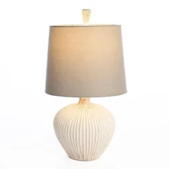 Kirkland's Home Whitewash Ribbed Gourd Table Lamp- Table Lamps