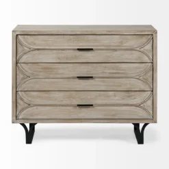 Kirkland's Home Whitewashed Brown 3-Drawer Wood Chest- Dressers & Chests