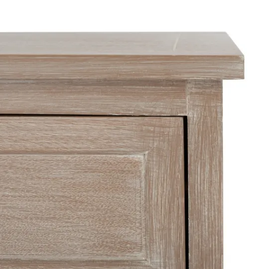 Kirkland's Home Whitewashed Brown Wood Side Table With Baskets- Accent & End Tables