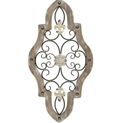 Kirkland's Home Whitewashed Framed Metal Quatrefoil Plaque- Wall Plaques