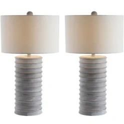 Kirkland's Home Whitewashed Gray Resin Ridges 2-Pc. Table Lamp Set- Table Lamps