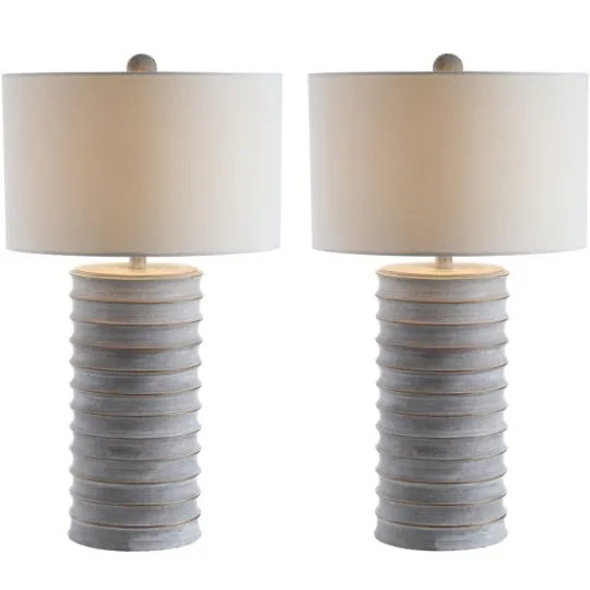 Kirkland's Home Whitewashed Gray Resin Ridges 2-Pc. Table Lamp Set- Table Lamps