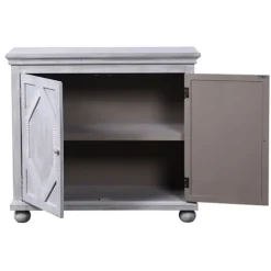 Kirkland's Home Whitewashed Gray Wood Hexagonal Door Cabinet- Cabinets & Sideboards