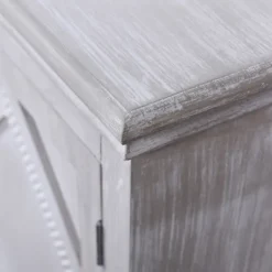 Kirkland's Home Whitewashed Gray Wood Hexagonal Door Cabinet- Cabinets & Sideboards