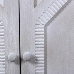 Kirkland's Home Whitewashed Gray Wood Hexagonal Door Cabinet- Cabinets & Sideboards