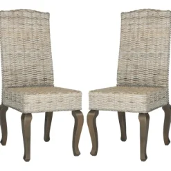 Kirkland's Home Whitewashed Kubu Rattan Dining Chairs, Set Of 2- Dining Chairs