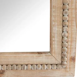 Kirkland's Home Whitewashed Natural Beaded Wood Wall Mirror- Decorative Mirrors
