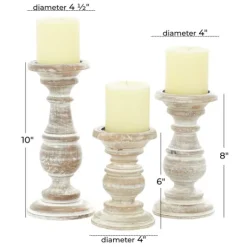 Kirkland's Home Whitewashed Rustic 3-Pc. Candle Holder Set- Candle Holders