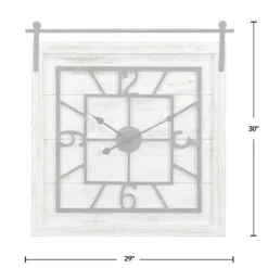 Kirkland's Home Whitewashed Sliding Barn Door Wall Clock- Clocks