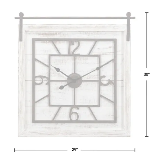 Kirkland's Home Whitewashed Sliding Barn Door Wall Clock- Clocks