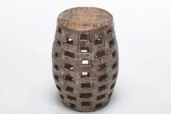 Kirkland's Home Whitewashed Wood Barrel Patterned Side Table- Accent & End Tables