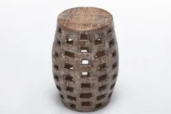 Kirkland's Home Whitewashed Wood Barrel Patterned Side Table- Accent & End Tables