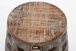 Kirkland's Home Whitewashed Wood Barrel Patterned Side Table- Accent & End Tables