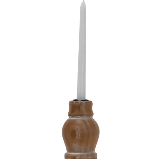 Kirkland's Home Whitewashed Wood Taper Candle Holder, 5 In.- Candle Holders