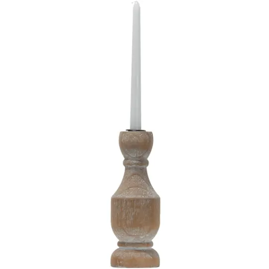 Kirkland's Home Whitewashed Wood Taper Candle Holder, 9 In.- Candle Holders