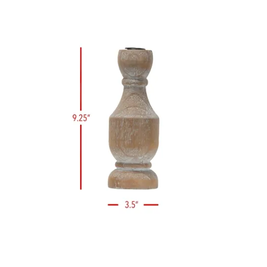 Kirkland's Home Whitewashed Wood Taper Candle Holder, 9 In.- Candle Holders