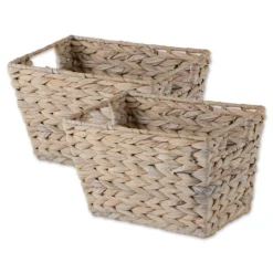 Kirkland's Home Whitewashed Woven Water Hyacinth Baskets, Set Of 2- Baskets & Boxes
