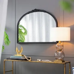Kirkland's Home Wide Arch Black Floral Scroll Mirror- Decorative Mirrors