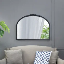 Kirkland's Home Wide Arch Black Floral Scroll Mirror- Decorative Mirrors