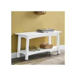 Kirkland's Home Willis Wooden Lower Shelf Bench- Benches & Ottomans