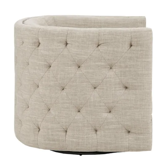 Kirkland's Home Wilson Tufted Cream Swivel Accent Chair- Accent Chairs