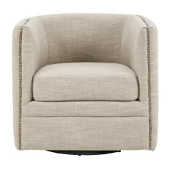 Kirkland's Home Wilson Tufted Cream Swivel Accent Chair- Accent Chairs