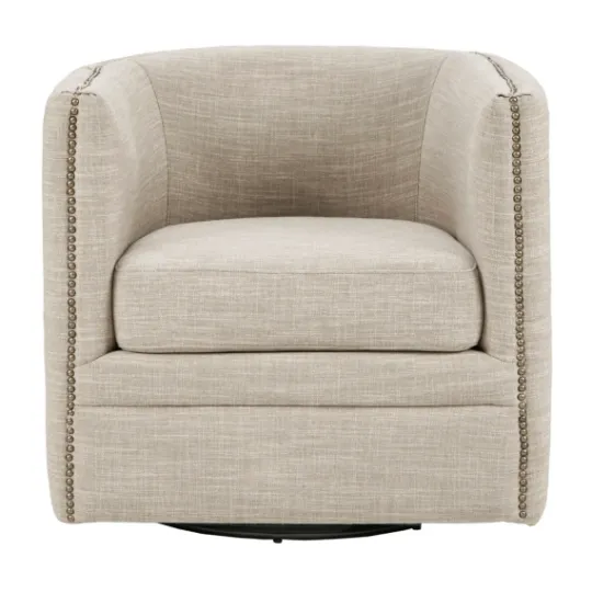 Kirkland's Home Wilson Tufted Cream Swivel Accent Chair- Accent Chairs