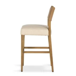 Kirkland's Home Winchester Tan Upholstered Wood Bar Stool- Bar Stools & Counter Height Stools