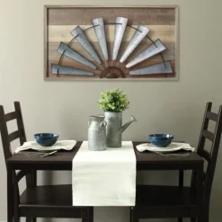 Kirkland's Home Windmill On Wood Panel Framed Wall Plaque- Wall Plaques