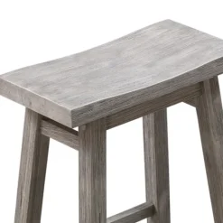 Kirkland's Home Wire Brushed Saddle Wood Bar Stool- Bar Stools & Counter Height Stools