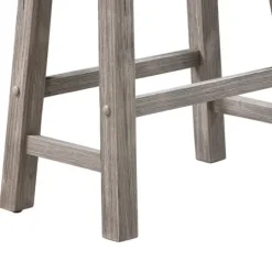 Kirkland's Home Wire Brushed Saddle Wood Bar Stool- Bar Stools & Counter Height Stools