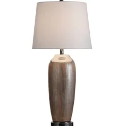 Kirkland's Home Wire-Brushed Silver And Brown Column Table Lamp- Table Lamps