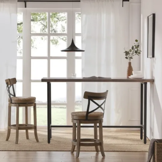 Kirkland's Home Wirebrushed Wheat Woven Swivel Bar Stool- Bar Stools & Counter Height Stools