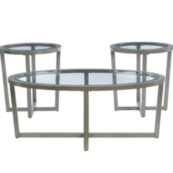 Kirkland's Home Wood & Glass Top 3-Pc. Table Set- Coffee Tables