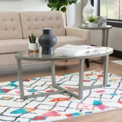 Kirkland's Home Wood & Glass Top 3-Pc. Table Set- Coffee Tables